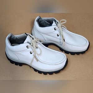 Perry Ellis White Chukka Boots with Black Soles